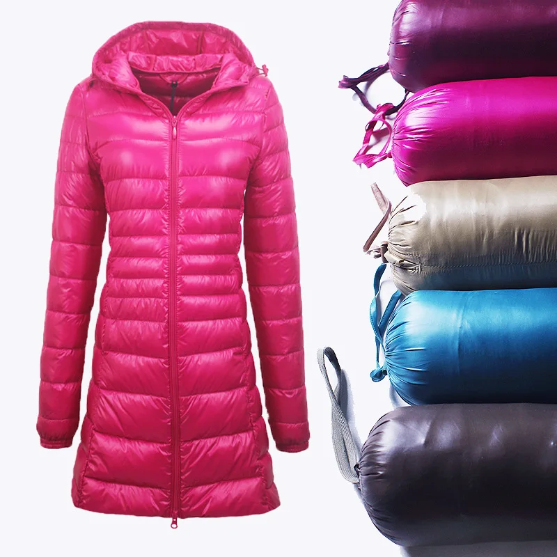 

Down Coat Woman Winter Long Hooded Ultra Light Thin Duck Down Jacket Female Oversize Parka Puffer Jacket Doudoune Femme Hiver