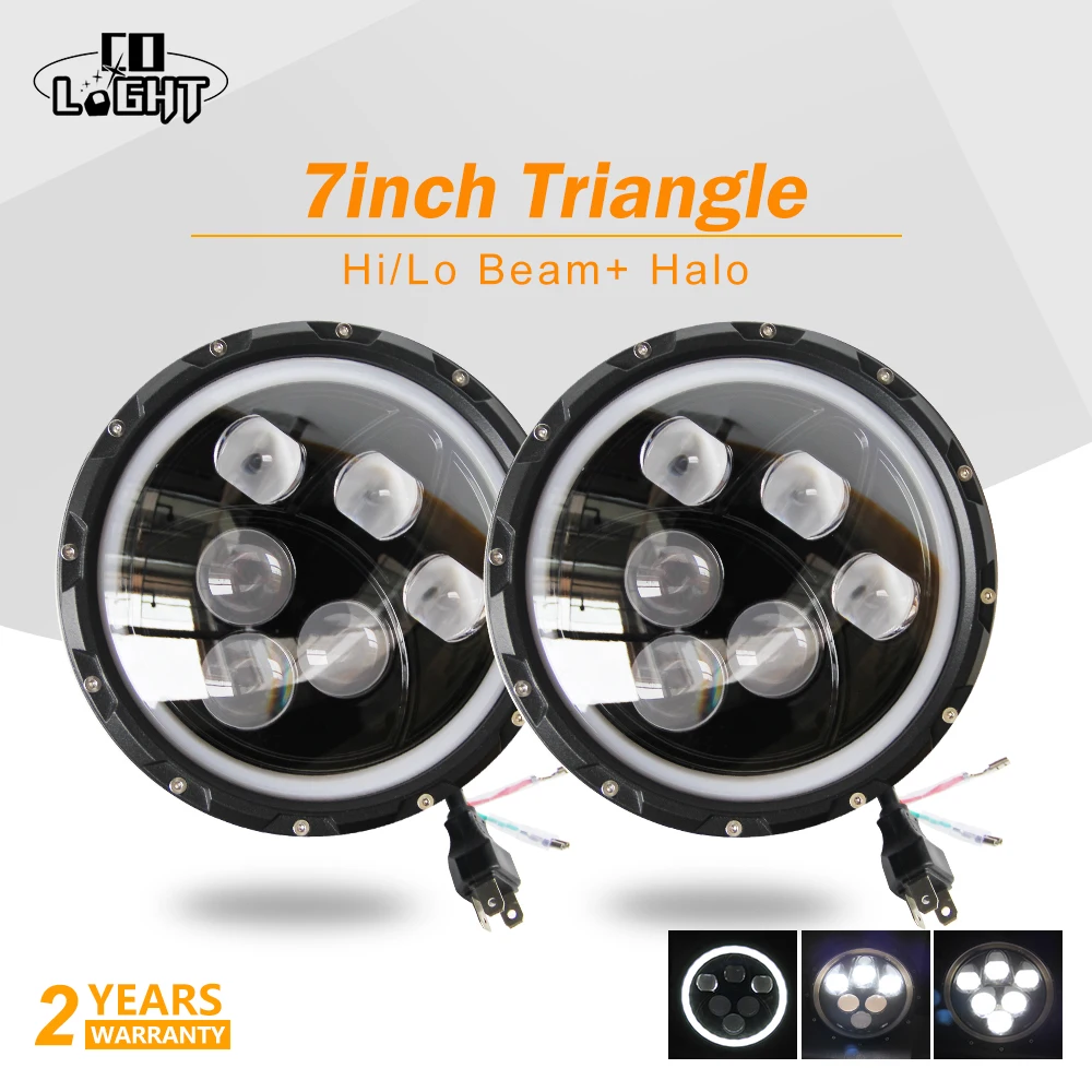 

CO LIGHT 7" LED Headlight Hi-Lo 12V Led DRL 90W Angel Eye 7 inch Headlamp for Jeep Wrangler Lada 4x4 Niva suzuki samurai Offroad