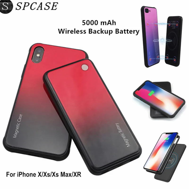 SPCASE 5000mAh Wireless Magnetic Battery Charger Cover For iPhone 8 Plus Power Case Backup Tempered glass Bank Coque | Мобильные