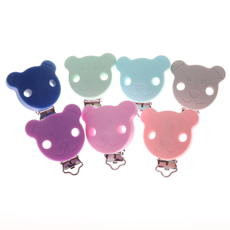 

5pcs Bear Bpa Silicone Baby Teething Pacifier Clip Baby Pacifier Chain Clips Diy Accessories Baby Dentist Gift