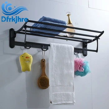 

Oil Rubbed Bronze Bath Folding Solid Towel Rack Holder Shelf Holder with Hook