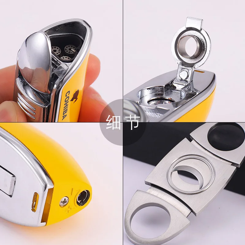COHIBA острый сигарный Нож металлический ветрозащитный 3 струйный газовый факел