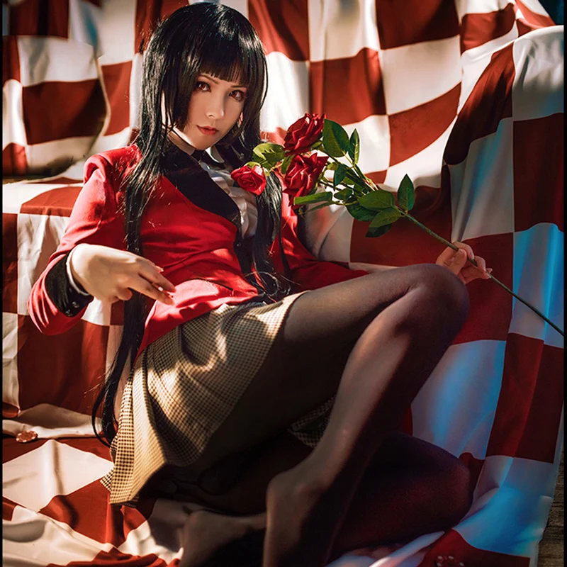 Coshome Kakegurui Compulsive Gambler  Jabami Yumeko Igarashi Sayaka Cosplay Costumes School Girls Uniforms Coat Shirt Skirt Outfit Set (2)