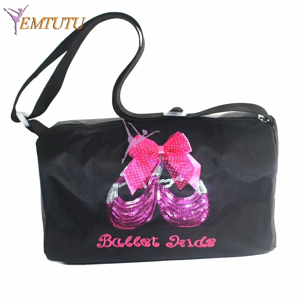 Детская розовая балетная танцевальная сумка для девочек, Детские Балетные сумки через плечо, детские розовые танцевальные сумки с вышивкой пайетками