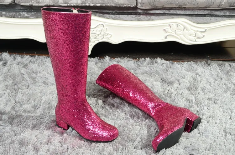 

Bling Bling Silver Gold Glittered Thigh High Boots Street Style Winter Knee High Boots Sequins Women Tall Boot