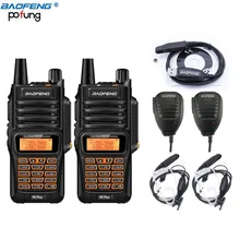 2PCS Baofeng UV-9R Plus 8W High Power IP67 Waterproof Walkie Talkie +1 Programming+2 Speaker mic+2 Air Acoustic Tube Headset