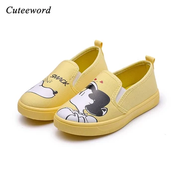 

Girls children's canvas shoes 2019 Spring autumn fashion boys sneakers elastic band leisure cartoon flats soft bottom shoes kids