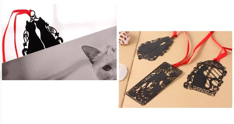 Милый черный металлический Кот книжный маркер животных кошек книжная марка для книжная бумага зажим для учеников подарки для школы и офиса