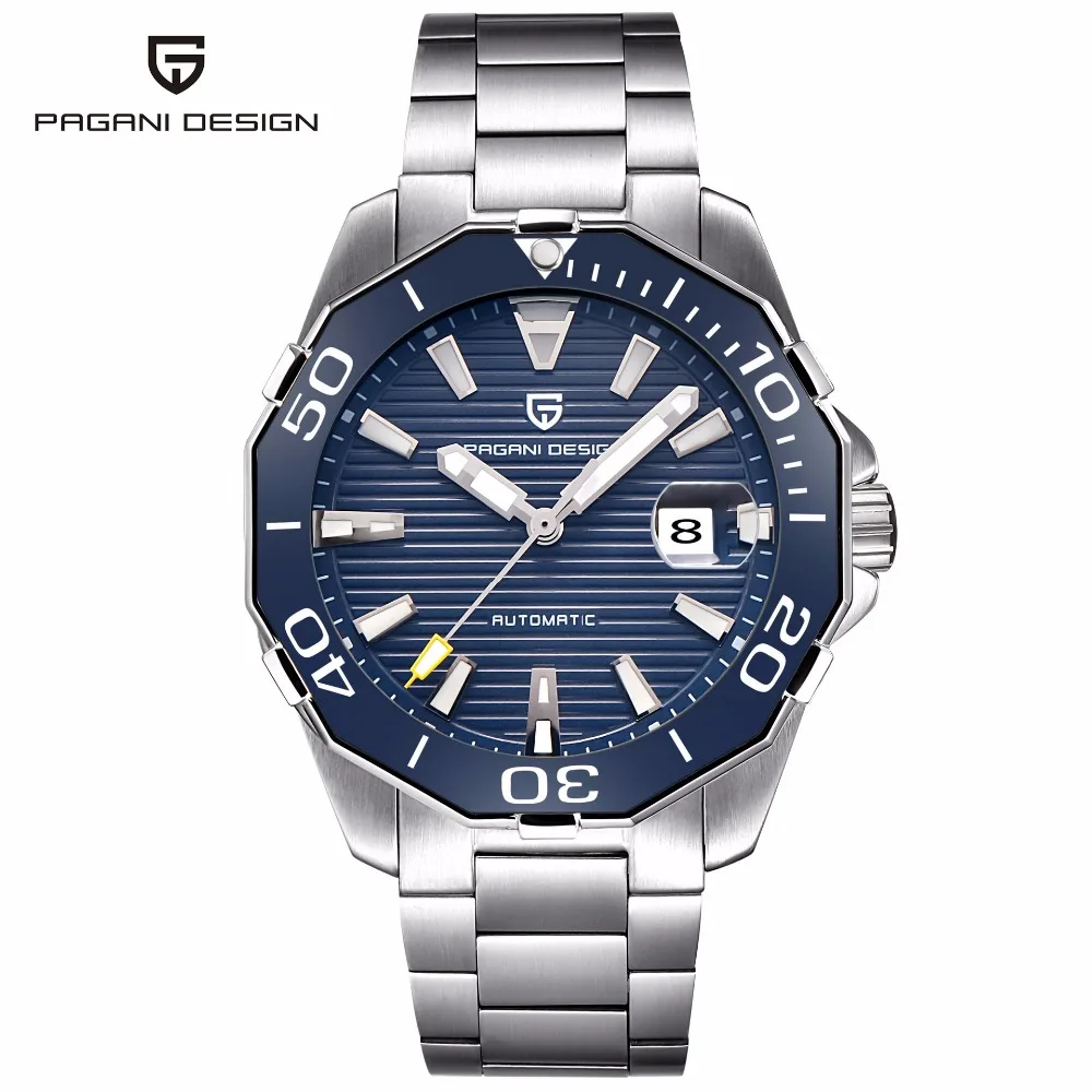 Top PAGANI DESIGN Men's Diving Mechanical Watches Waterproof Steel Stainless Brand Luxury Watch Men Relogio Masculino/PD-1617