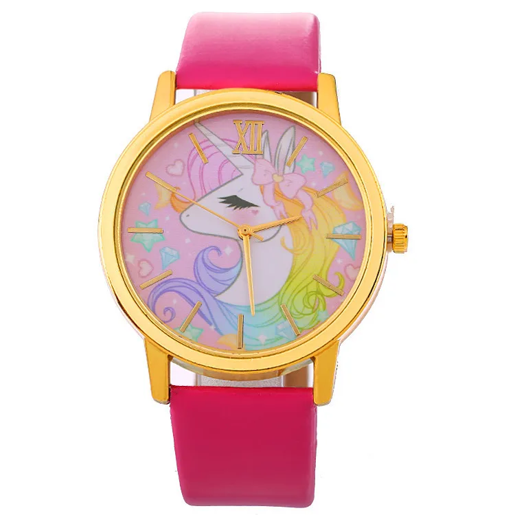 Горячая стиль милые дети мультфильм Единорог дизайн часы браслет дамы кварцевые часы подарок Таблица