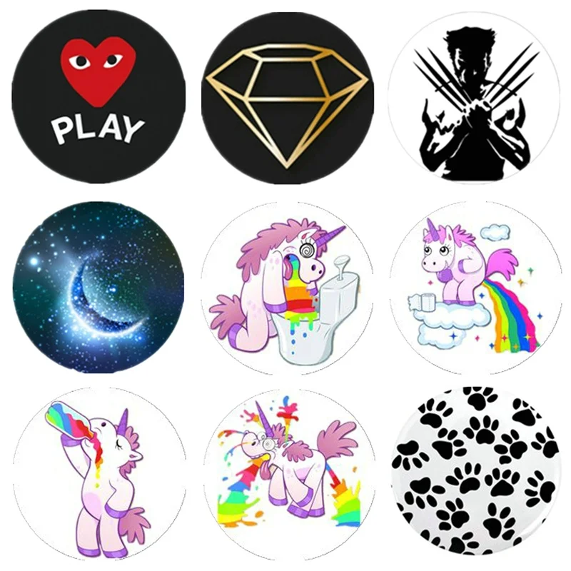 

Fashional Anti-fall Pop Socket Phone Holder Colourful Art PopSocket Unicorn Flamingo Expanding Cell Phone Stand Grip Mount
