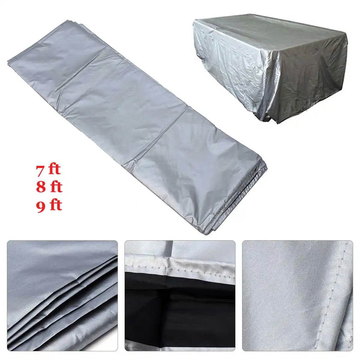 7/8/9ft Foot Pool Snooker Billiard Table Cover Waterproof Dust-proof Protector Sport Training Silver | Спорт и развлечения