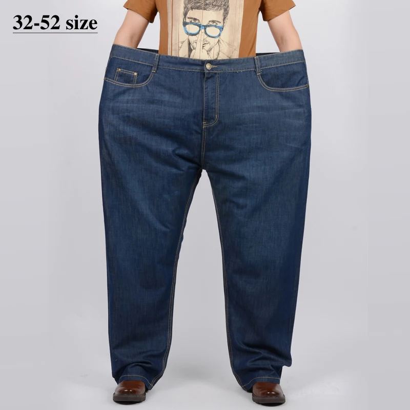 

Plus Size 44 46 48 50 52 Men's Jeans 2019 New Classic Style Loose Straight Denim Pants Business Casual trousers Male Clothes