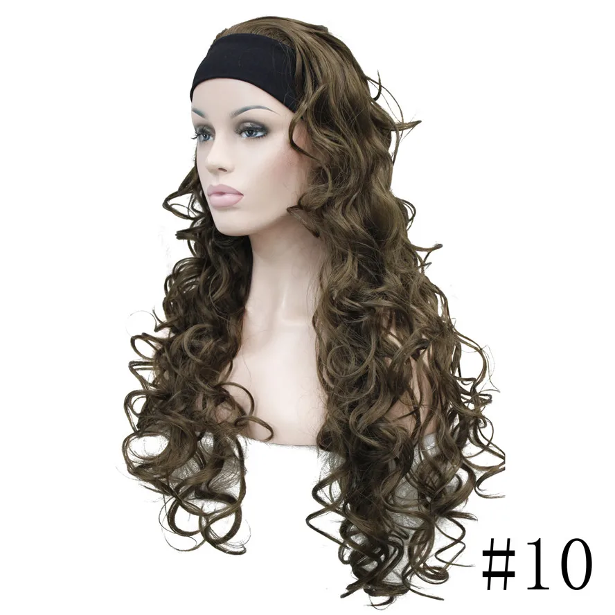 StrongBeauty женские длинные вьющиеся волосы 3/4 парики Черный/Блонд женский парик с головной повязкой 7 цветов - Цвет: #10