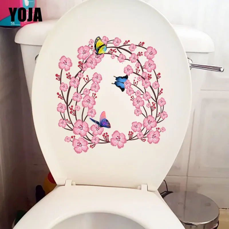 

YOJA 21.5X22.4CM Fresh Peach Wreath Living Room Decor Home Wall Sticker Mural Creative WC Toilet Decals T1-2364