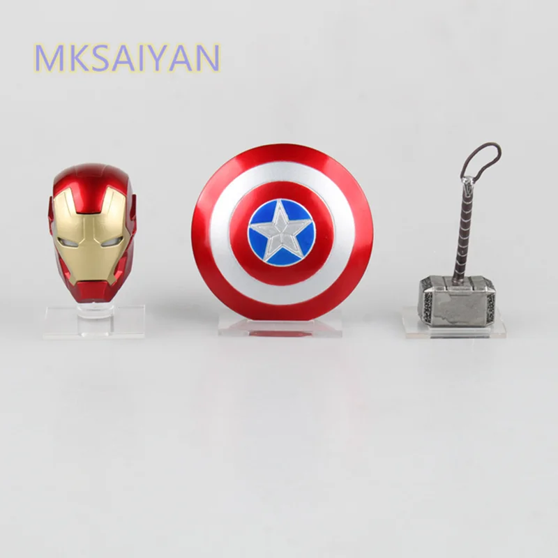 

Avengers Endgame Iron Man Helmet Thor Hammer Captain America Shield Action Figure Toys Model Collectible Brinquedos Gift Doll XM