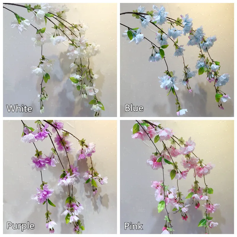 4 вилки вертикальный шелк Вишневый цветок бутон груша искусственный цветок Сакура свадебное оформление букета DIY вишневые деревья