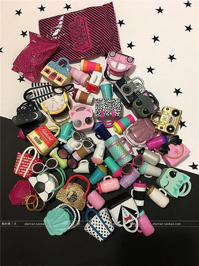 

10PCS Surprise Doll Bag Accessory Bottle Bottle Glasses Headwear