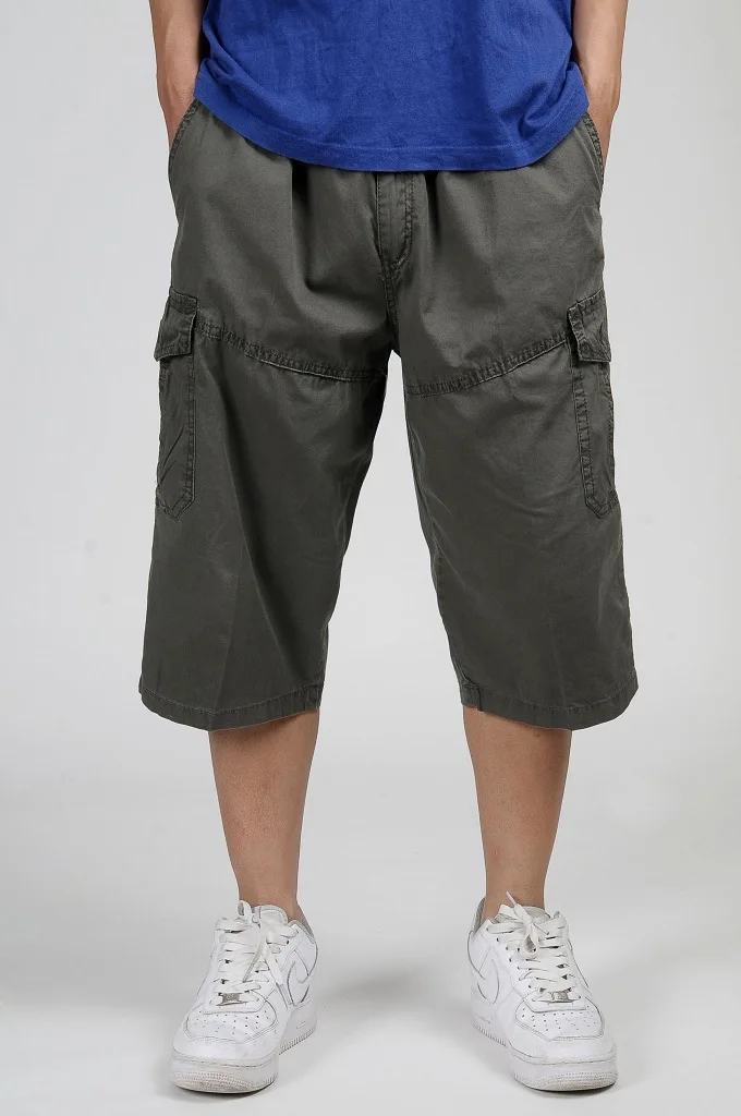 Большой размер 6XL летние Для мужчин багги с карманами в стиле милитари на молнии мужские шорты Карго длинные Армейский зеленый хаки Для мужчин тактические шорты