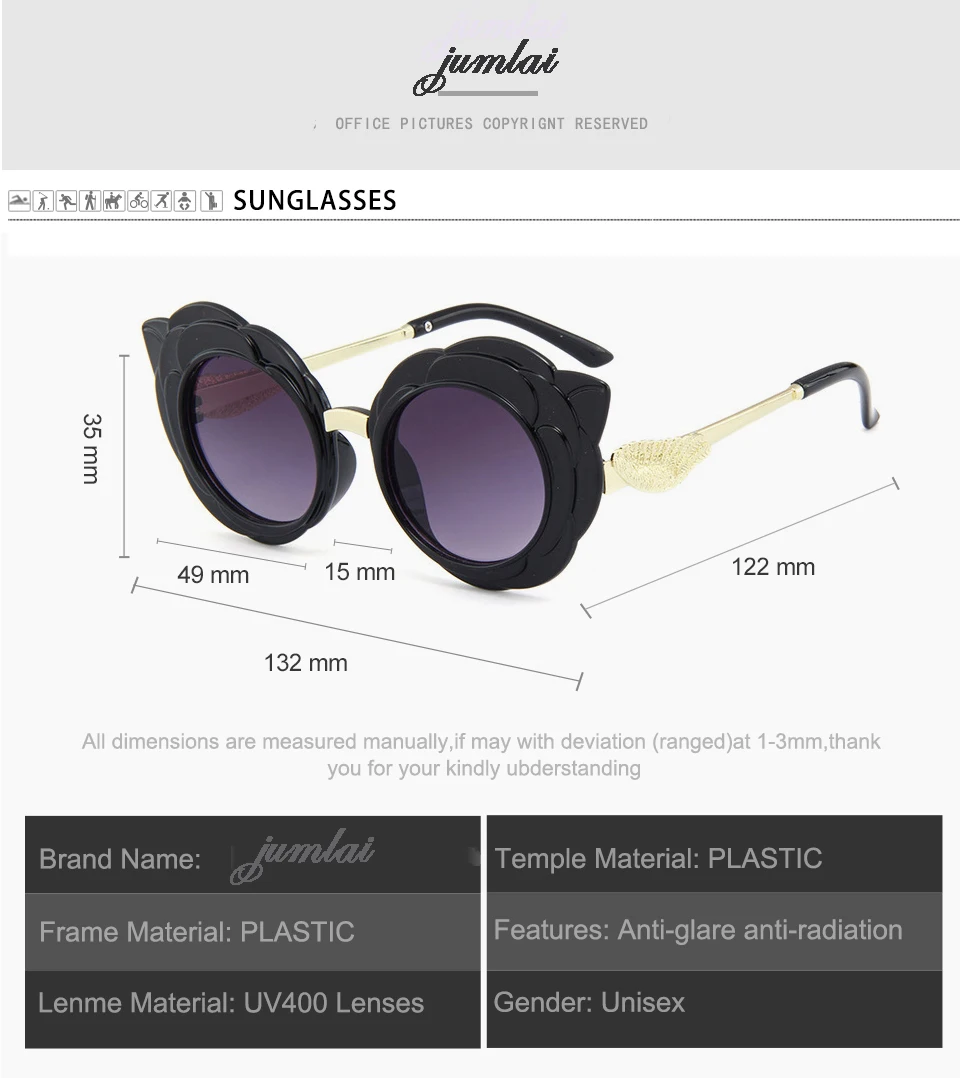 jumlai 2018 NEW Mango Round Cute kids sunglasses UV400 for Boy girl Lovely baby glasses juChildren  (2)