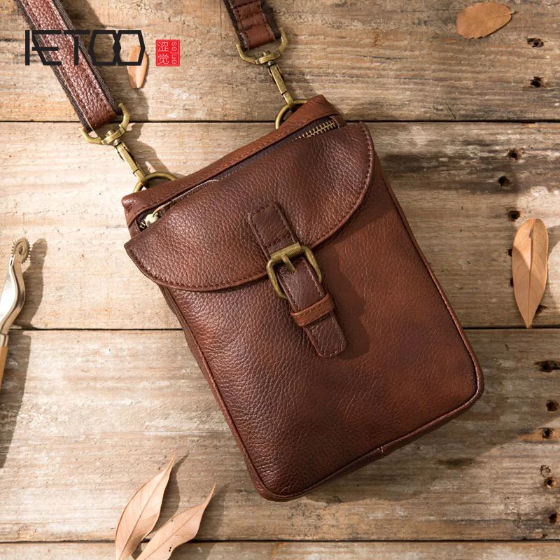 

AETOO Original retro first layer cowhide multi-function bag tide men's bag men's pockets Messenger bag shoulder bag leather cowh