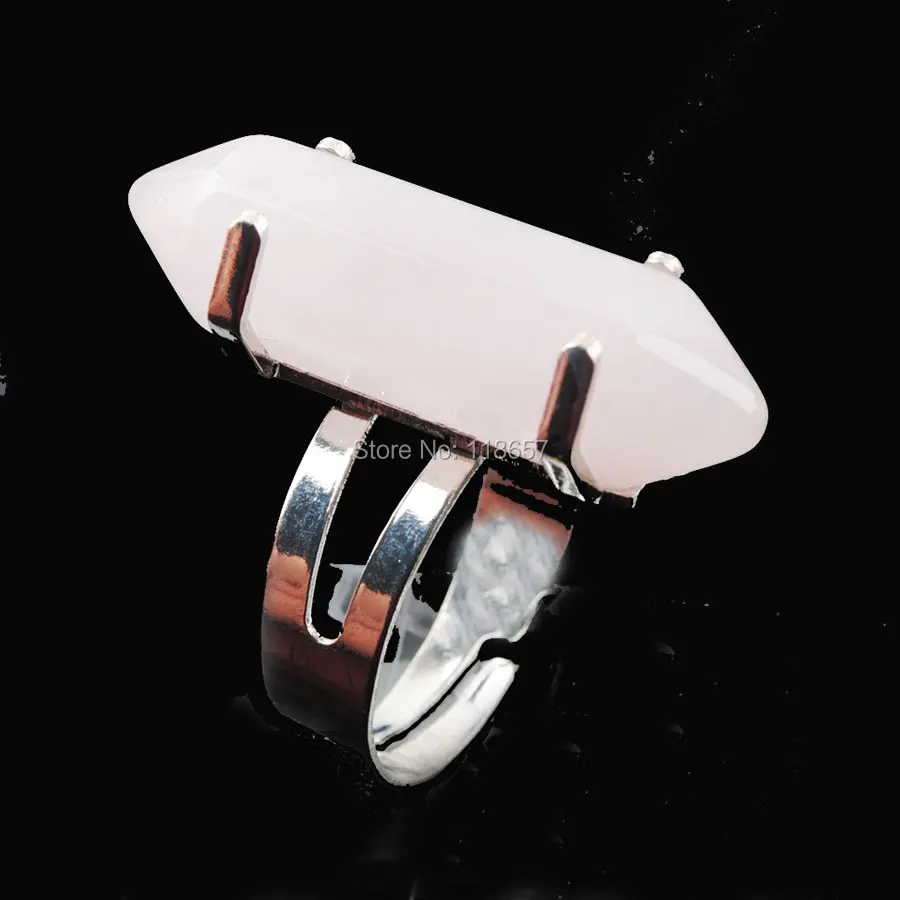 Free shipping Rose Quartzs Gem Stone Reiki Chakra Adjustable Ring 20mm(0.8'') jewelry 1pcs IX3020 | Украшения и