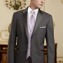 Лавандовый жилет галстук темно-серая куртка брюки с отворотом 2 пуговицы мужские костюмы Custume Homme мода Terno Masculino горячая Распродажа Slim Fit