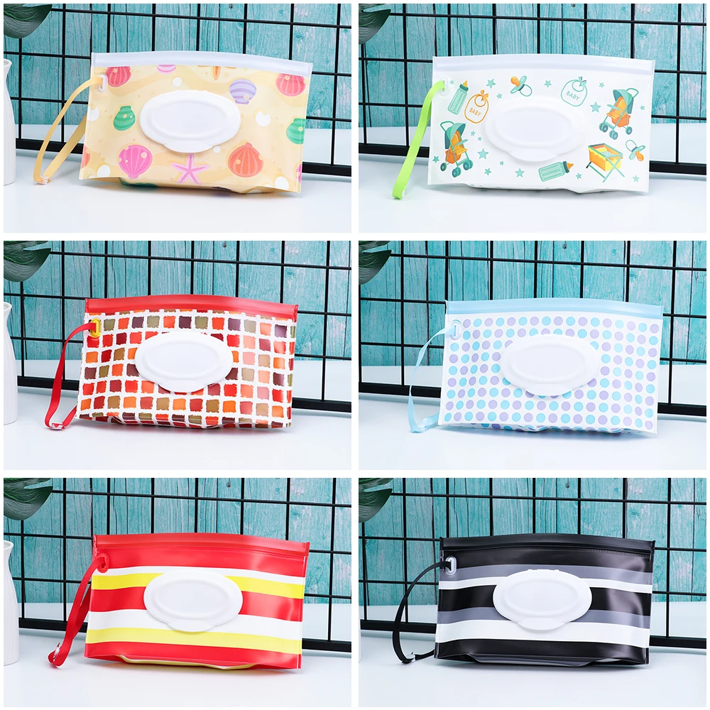 1Pc Baby Fashion Wipes Carrying Case Clutch and Clean Wet Wipes Bag for Stroller Cosmetic Pouch with Easy-Carry Snap-Strap Baby Strollers vintage