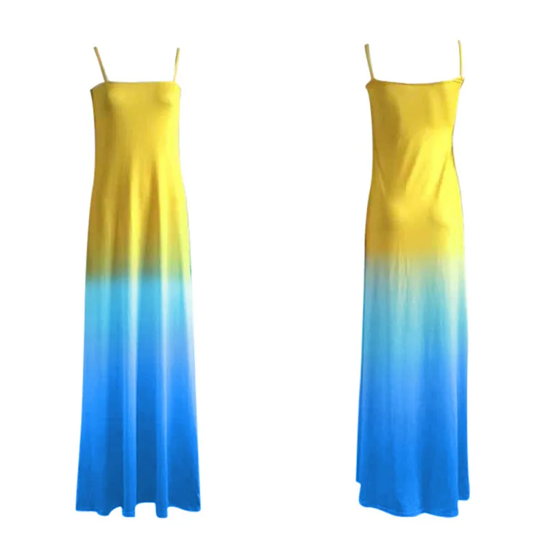 S-5XL Long Fashion Summer Dress Women's Sexy Sling Fashion Dress Gradient Color Dress Gradient Ramp Dress For Ladies 40MY06 (6)