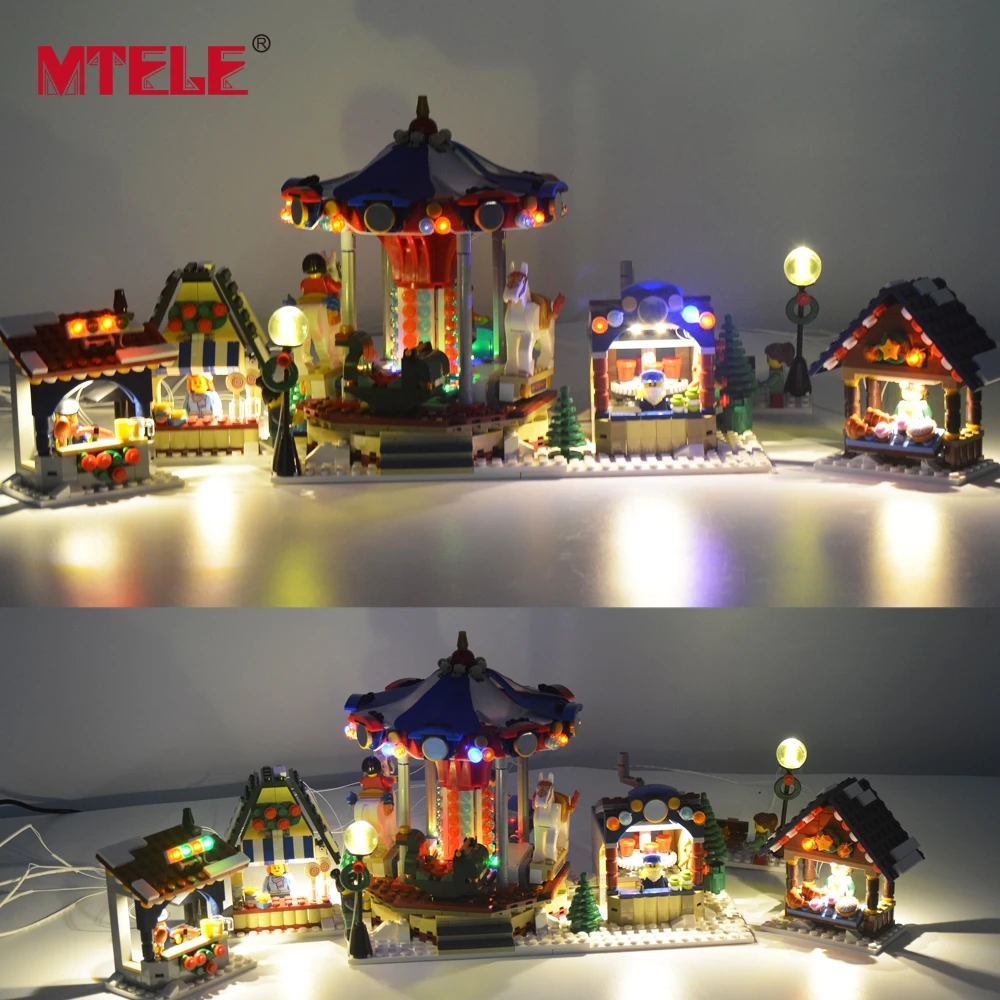 MTELE светодиодный светильник для рождественской серии зимний деревенский рынок строительные блоки игрушка совместима с моделью 10235