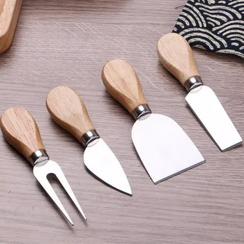 

by DHL or EMS 30 sets 1 Set 4pcs Knives Bard Set Oak Handle Cheese Knife Kit Kitchen Cooking Tools Useful Accessories