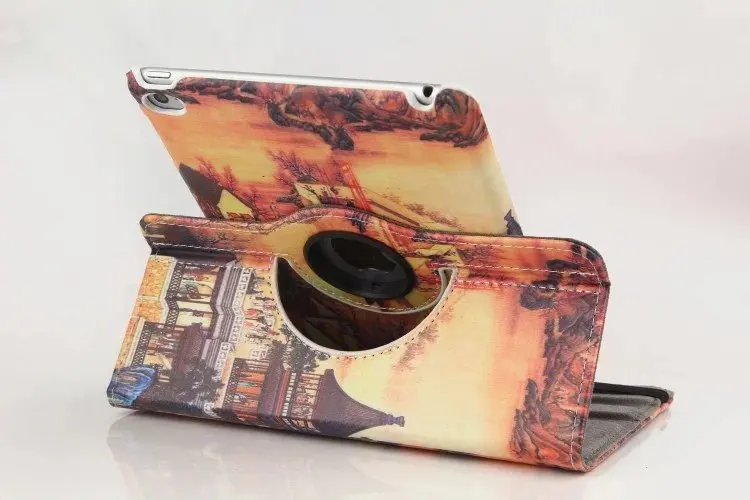 

360 Degree Rotating Print Style Stand PU Leather Skin Protective Cover Tablet Case For Apple iPad Mini 4 Mini4 4Gen