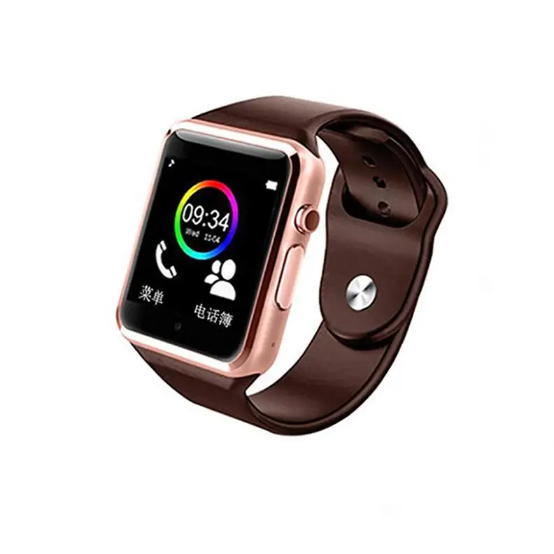 A1 наручные часы Bluetooth Смарт часы Спорт Шагомер с sim-камерой Smartwatch для Android смартфон Россия T15 хорошо, чем DZ09 - Цвет: brown