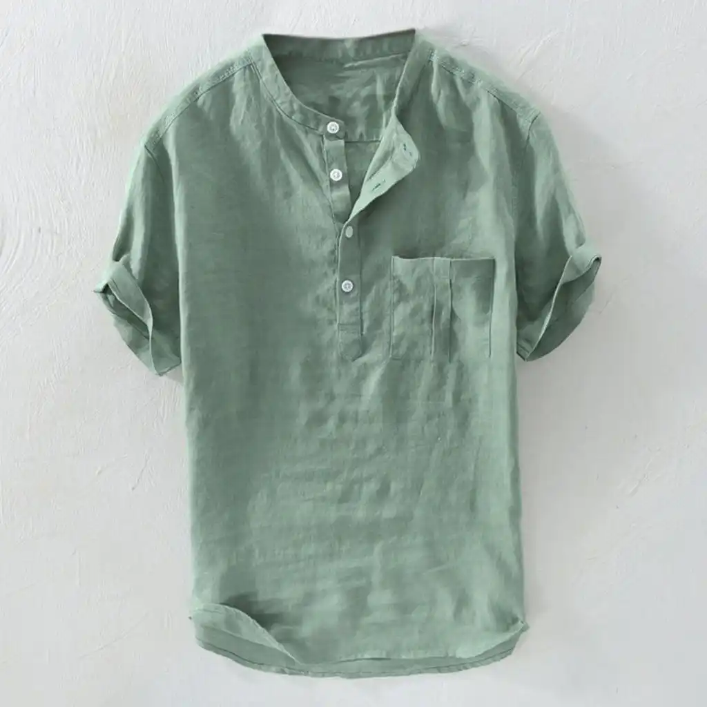 Mens Linen Shirts Long Sleeve,2019 New Pure Cotton Hemp Button Short//Long Sleeves Slim Fit Fashion Large Blouse Tops