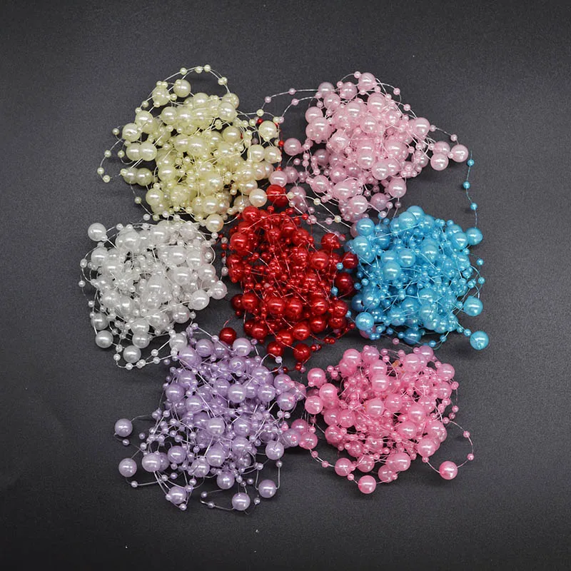 5m Pearl Beads Chain Trim Fishing Line Beads for DIY Wedding Party