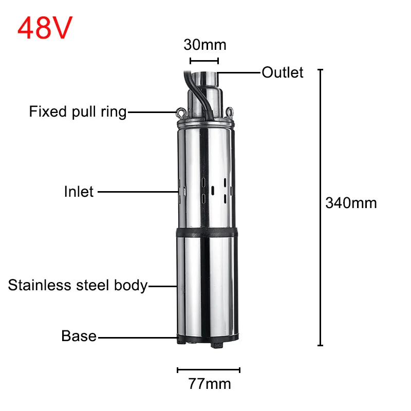 Водяной насос на солнечной батарее 24 V/48 V 200 W/280 W 16L/мин 40/60M глубинный хороший погружной насос для полива и орошения Насос штанговый скважинный насос для сада