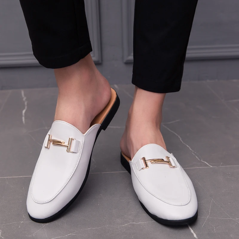 Homens de luxo vestido chinelos sapatos de