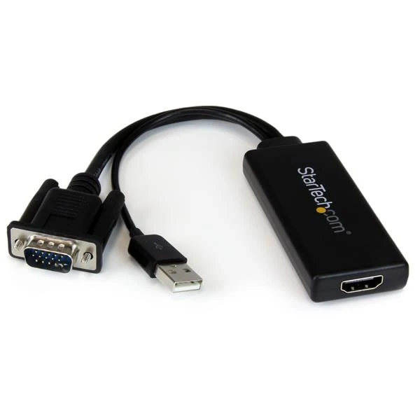 

StarTech.com Adaptador VGA a HDMI con audio y alimentacion USB - Conversor VGA a HDMI portatil - 1080 p, Negro