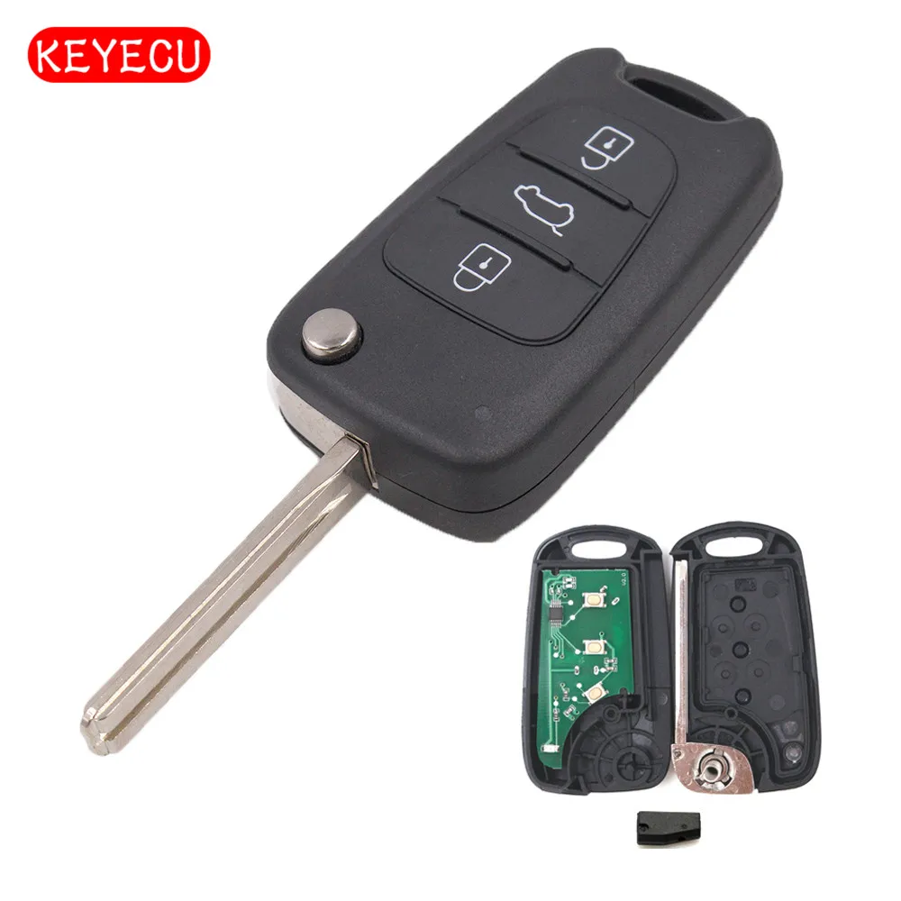 

Keyecu Fodling Flip Remote Key Fob 3 Button 433MHz ID46 Chip for KIA SportageR