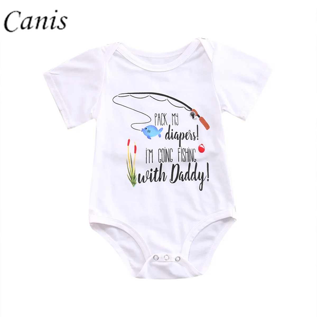 0 24M Newborn Infant Boys Girls Go Fishing Romper Toddler White
