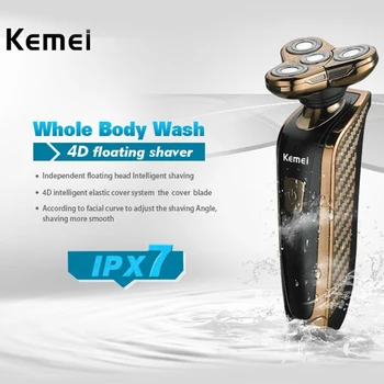

Kemei Rechargeable electric shaver washable trimmer shaver face men shaving machine groomer beard 3D electric razor