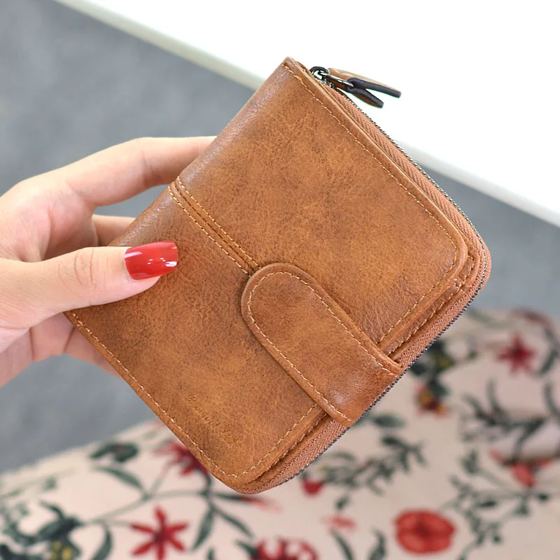 

2019 New Women Short PU Leather Wallet High Quality Coin Purse Ladies Retro Female Price Hasp Handbag Clutch