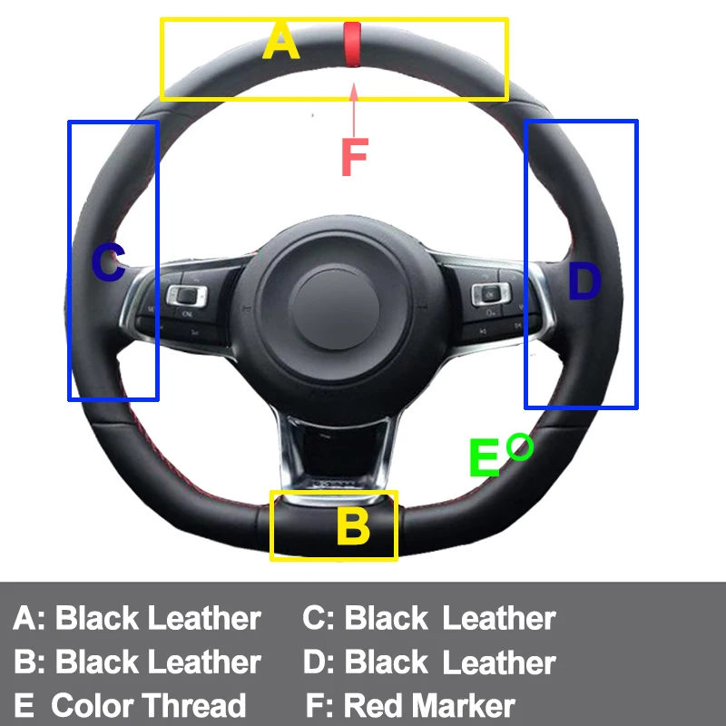 HuiER ручного шитья рулевого колеса автомобиля крышки красный маркер для Volkswagen Golf 7 GTI гольф R MK7 VW Polo GT Scirocco
