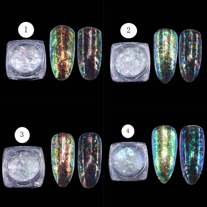 Ногтей порошок с блестками Хамелеон волшебное зеркало цвет изменить моды