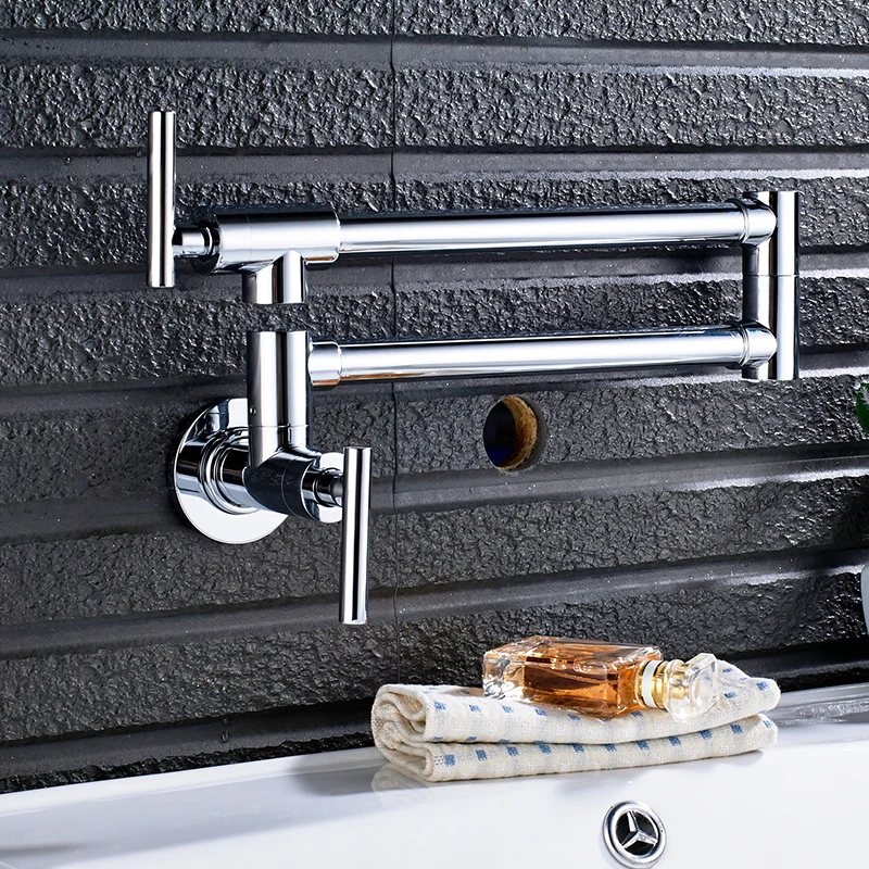  Quyanre Chrome Nickel Black Brass Pot Filler Tap Wall Mounted Kitchen Faucet Single Cold Single Hol - 32862000622