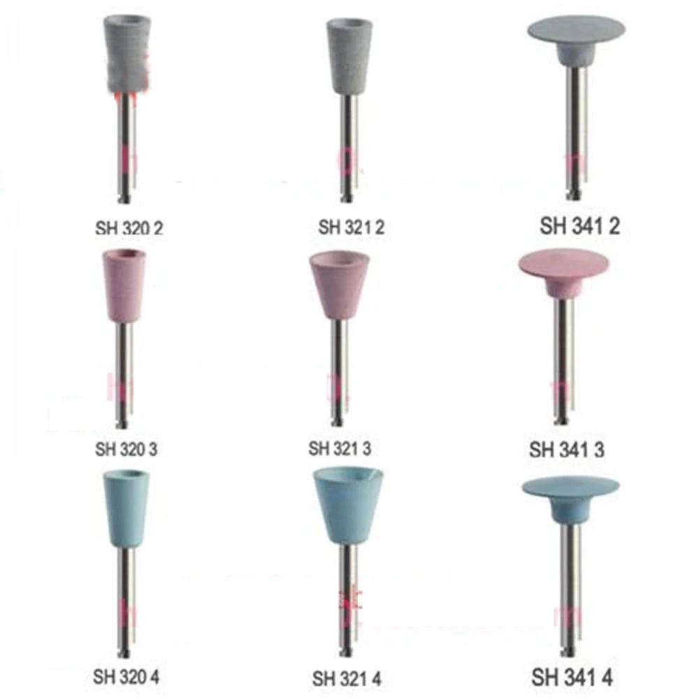 

9 Pcs Dental Silicone Polisher Mounted Stones for Polishing Porcelain/Resin Teeth Low Handpiece Use