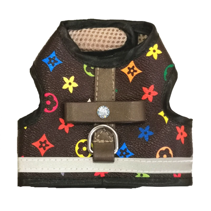 

Dog Cat Harness Pet Vest For Puppy Leather Clothes Printing Harness for Cat Small Medium Dog Adjustable Dogs Chihuahua Yorkies