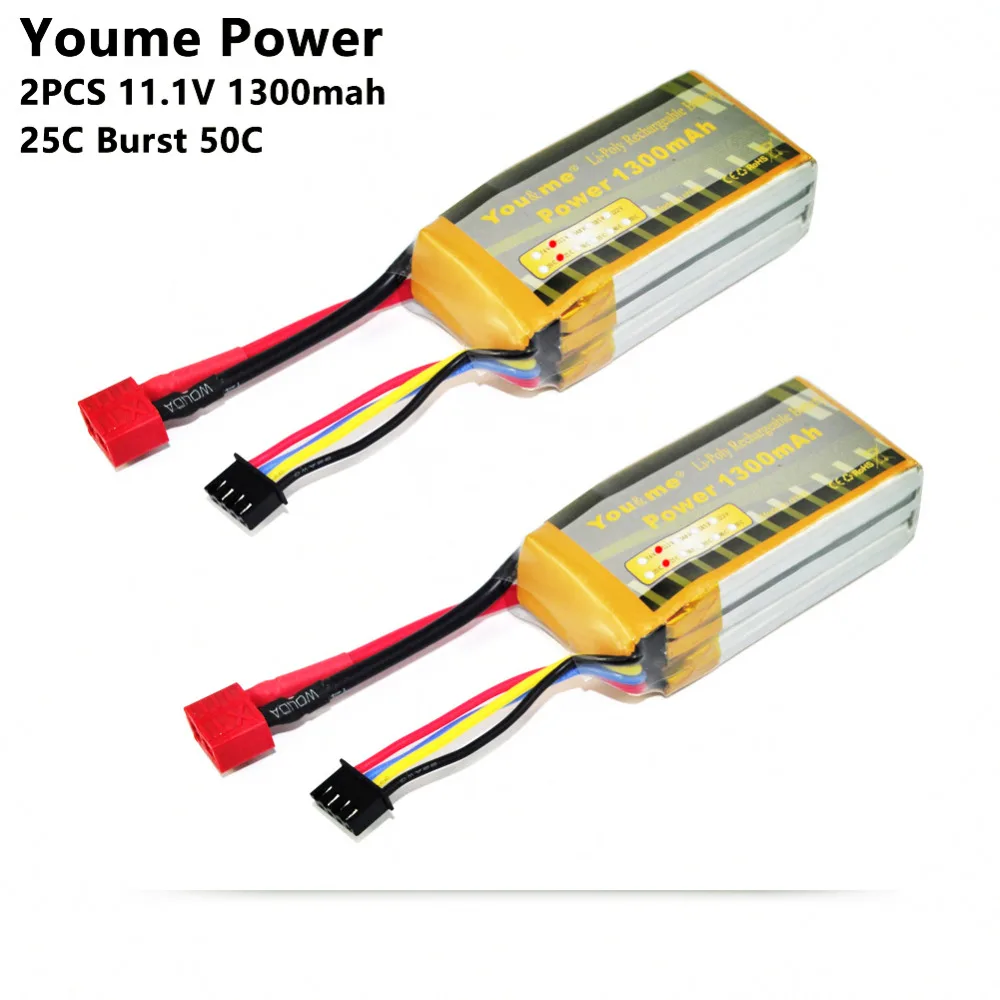 RC FPV Lipo Battery 2pcs 3S 1300mAh 11.1V 25C Max 50C Batteria Akku