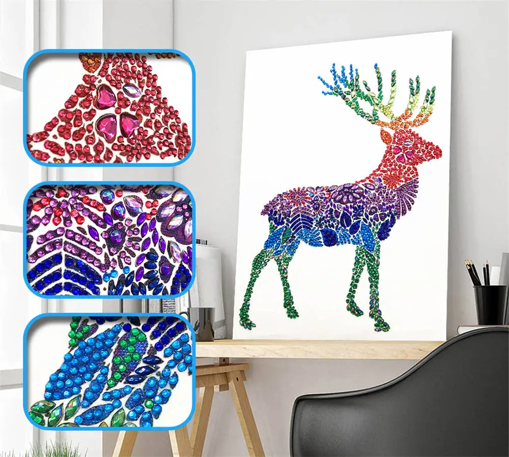 

Sashiko Special Diamond Painting Animals Fawn DIY 5D Part Drill Cross Stitch Crystal Art Home Decoating painting