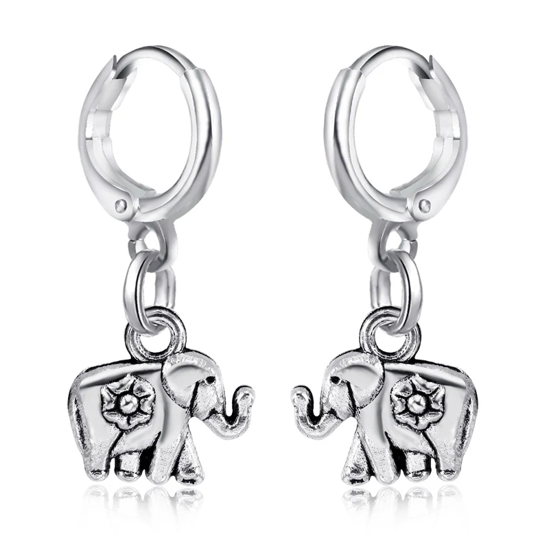 

GEOMEE 1Pair Small Elephant Hoop Earring Cute Everyday Hoops Women Fashioin Simple Jewelry for Girl Trendy Circle Earrings